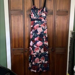 Bebe Floral Ruffle Maxi Dress